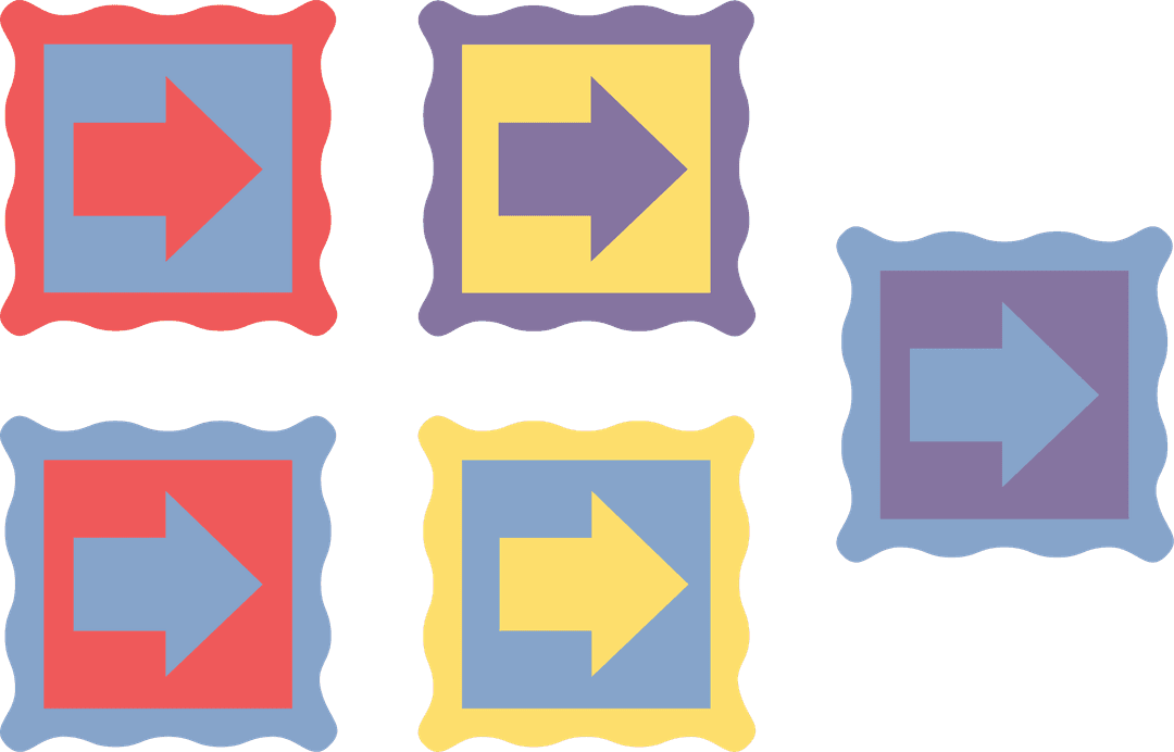 Decorative coloured frames with arrows inside