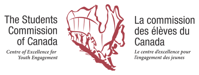 La Commission des élèves du Canada, le Centre d'excellence pour l'engagement des jeunes, logo